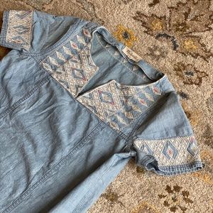 Embroidered chambray dress / cover up